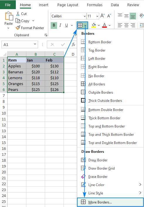 Hướng dẫn các sử dụng và tùy biến đường viền (Border) trong Excel